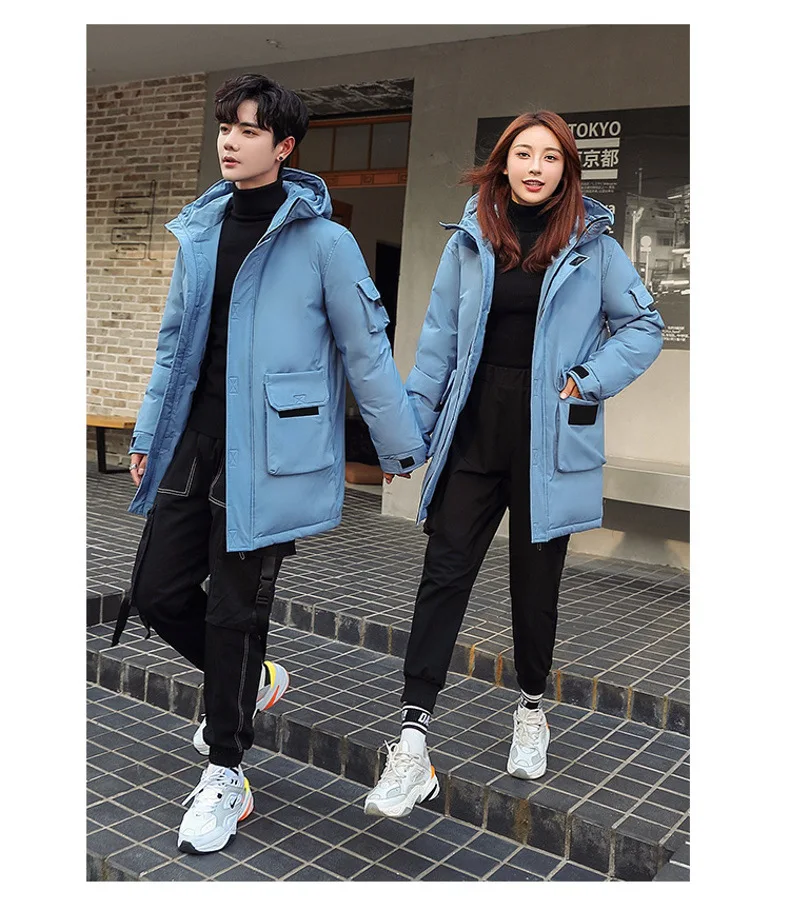Men Mid Length Workwear Down Parkas Men Couple Fashion Down Parkas Men White Duck Down Casual Warm Winter New Stylish Parkas
