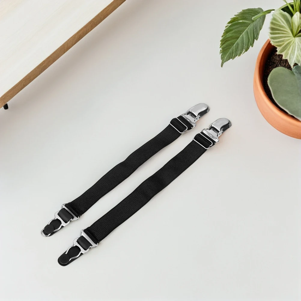 2 زوج أسود قابل للتعديل مقاطع الرباط المعدنية للجوارب بطة بيل تصميم آمن عقد المضادة للانزلاق لتخزين الجوارب كفاءة #5