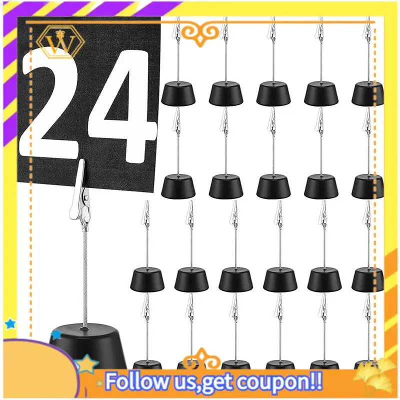 

Latest-24 Pcs Place Card Holder Photo Memo Clips With Clamp Wooden Base Table Number Holder, For Menu Wedding Party Decoration