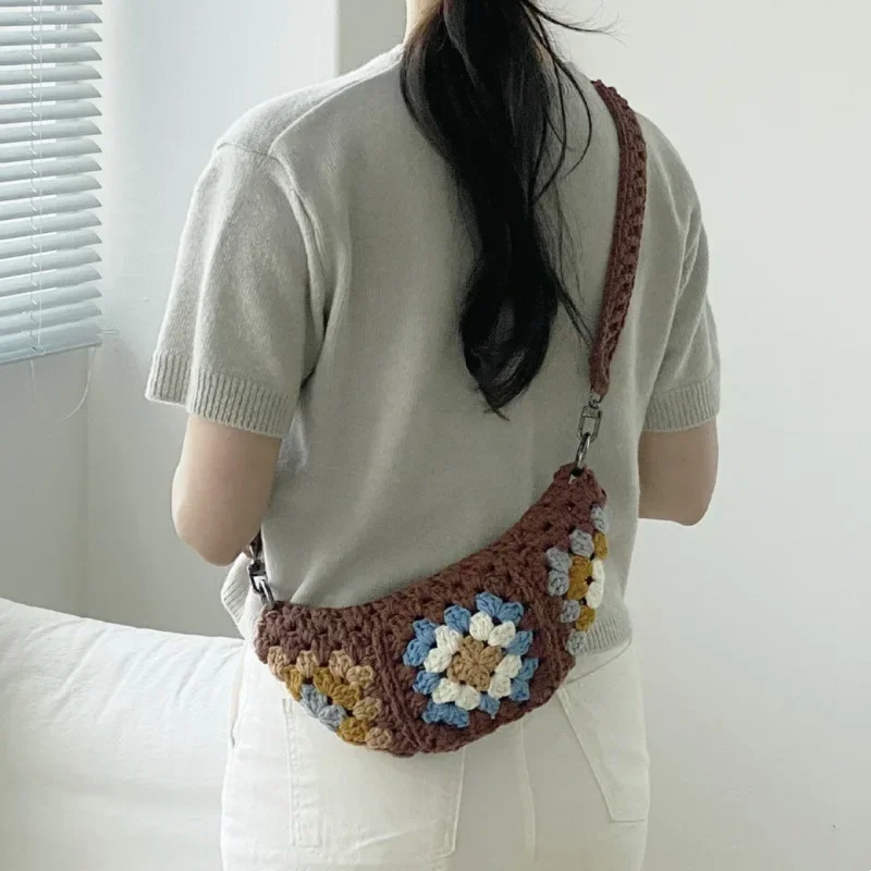 DIY Handmade Hooked Cute Smiling Face Dumpling Bag Cross Body Waist Bag Wallet Friend Birthday Gift Finished Product