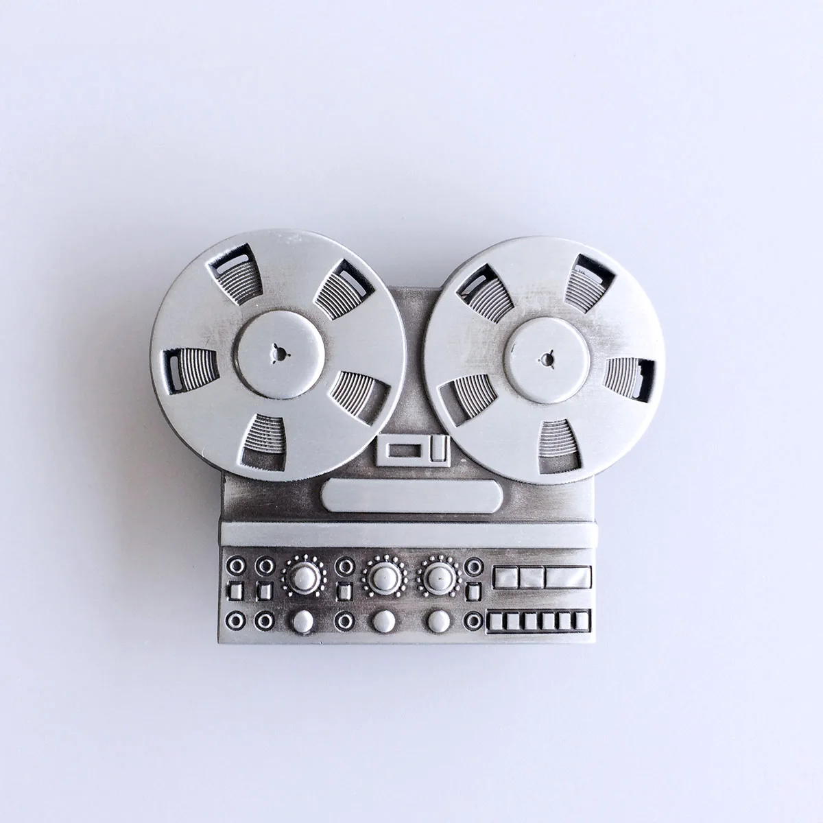 アンティークシルバーテープレコーダープレーヤー型ベルトバックル-buckle-mu062