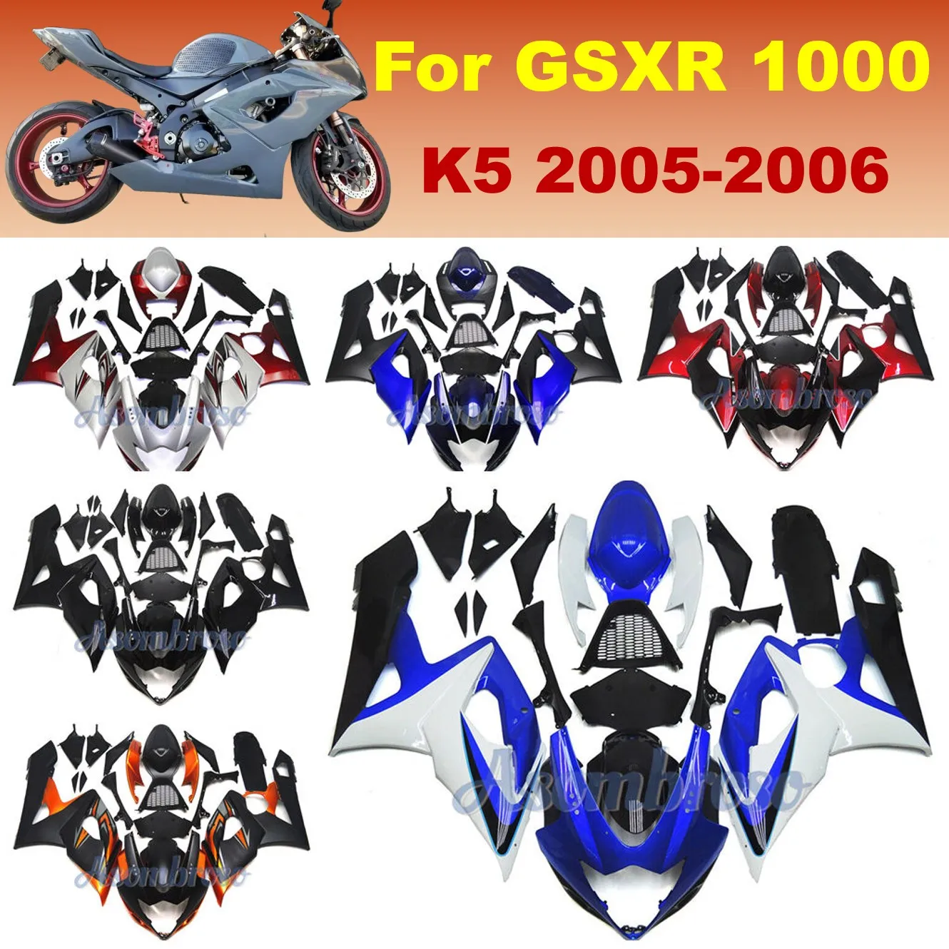 

Custom Plastic Bodywork set For GSXR 1000 2005 2006 K5 GSX-R1000 05 06 GSXR1000 Aftermarket fairing kit