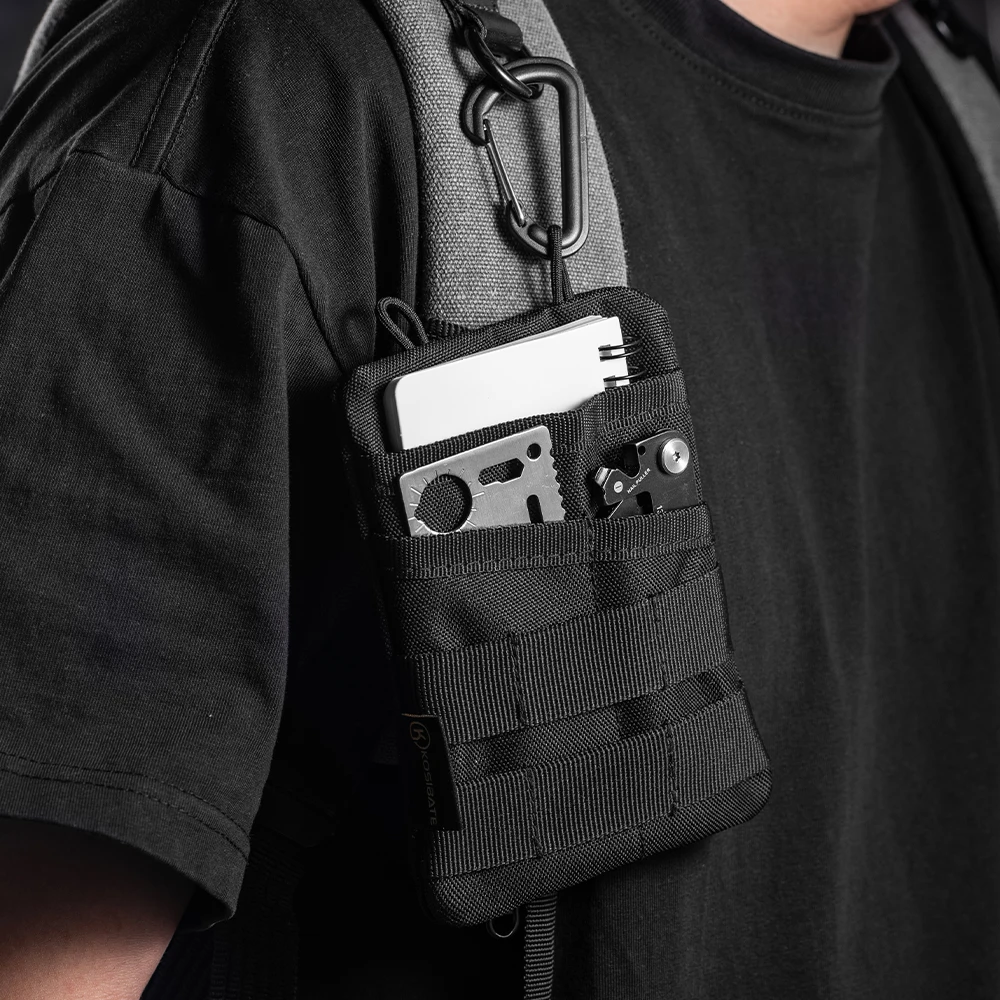 EDC Pocket Organizer Pouch Tool Pouch with 5 Tool Storage EDC Pouch for Flashlight, Pocket Knife, Tactical Pen, E