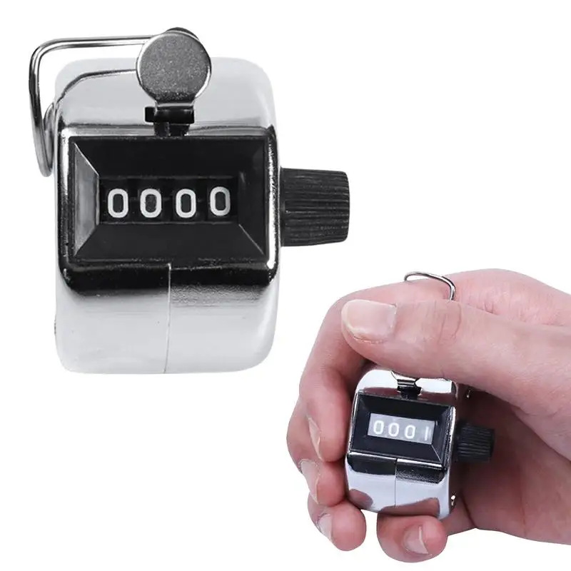 Tally Clicker Counter Metal Case Hand Tally Counter Manual People Counter from 0 to 9999 Number Counting 4 Digit Number Tool