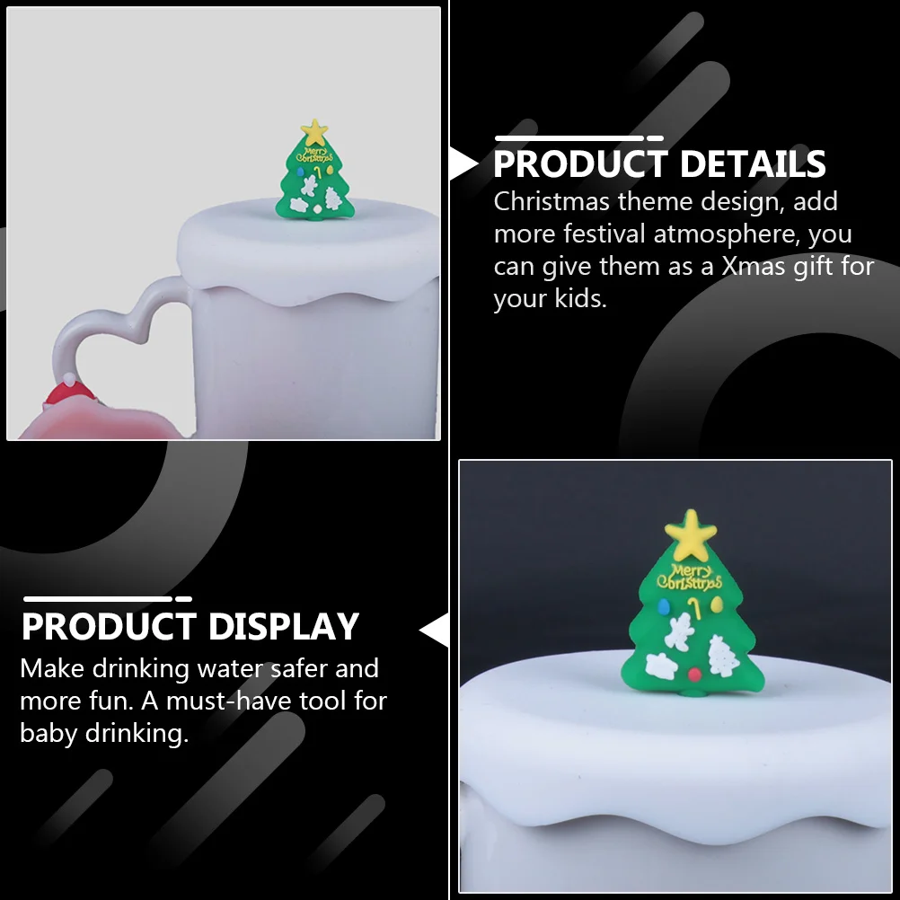 

2 шт., рождественские силиконовые чехлы для крышек чашек, рождественская елка, снеговик, дизайн, герметичные детские безопасные силиконовые чехлы для чашек для малышей