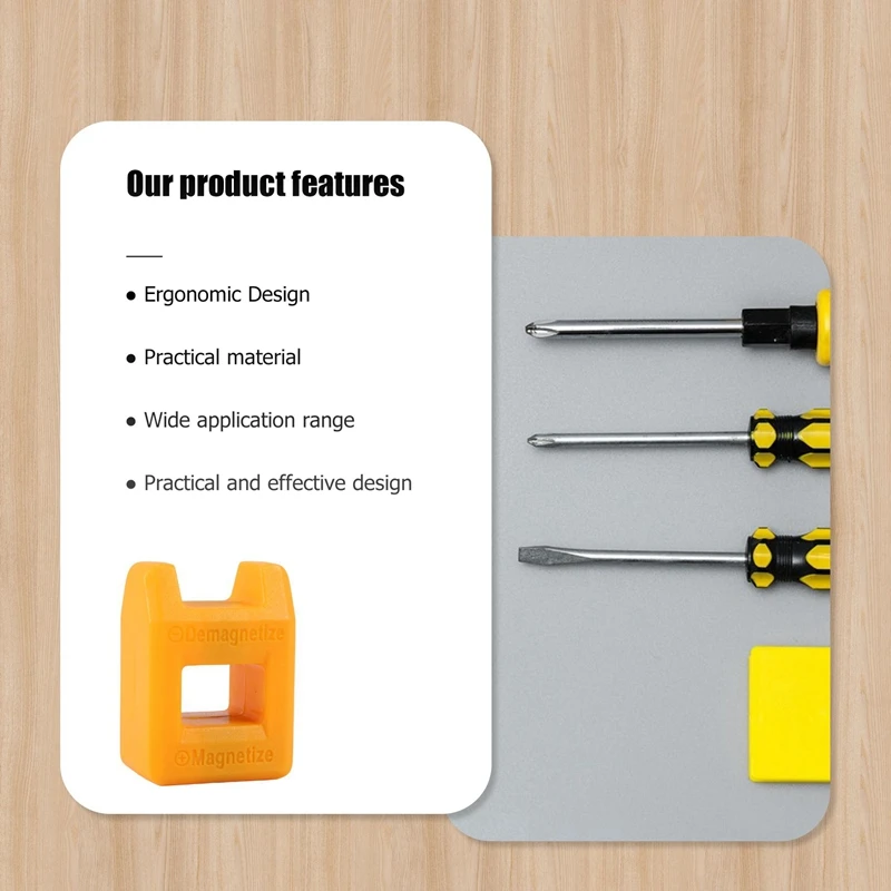 Screwdriver Magnetizer Degaussing Demagnetizer Magnetic Practical Pick Up Tool Color:Yellow