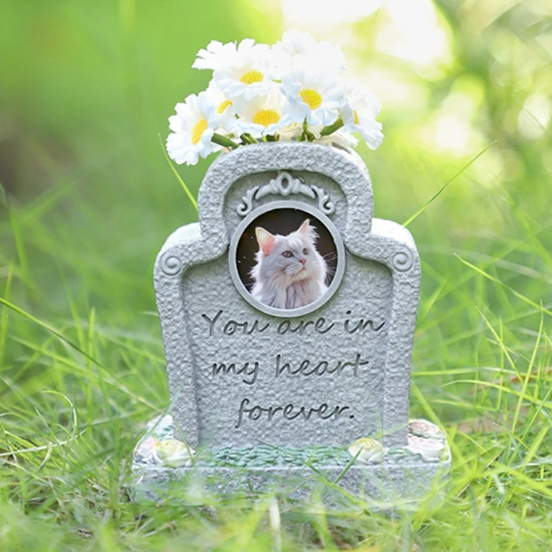 Eternalize Resting Pet Headstones Resin Pet Monuments Grave Stone Cats Dog Engraved Tombstone for Animal Remembrances