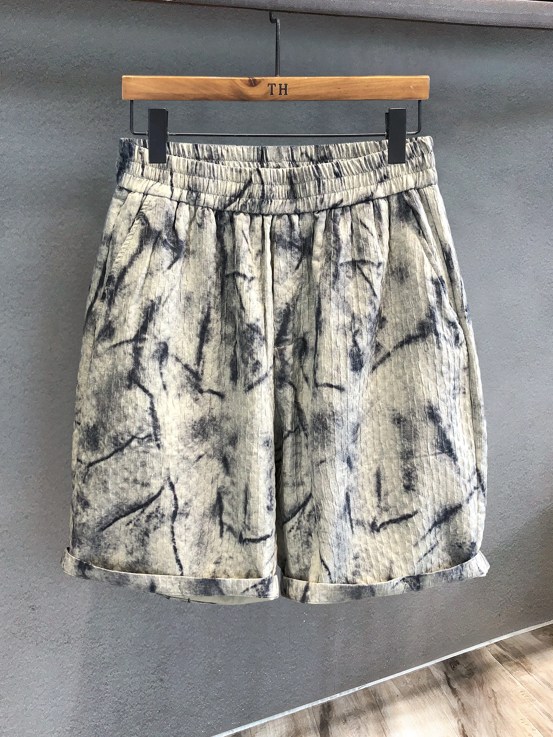 2025 Summer New Korean Style Ice Silk Thin Casual Shirt Set Washed Vintage Fashion Shorts Set