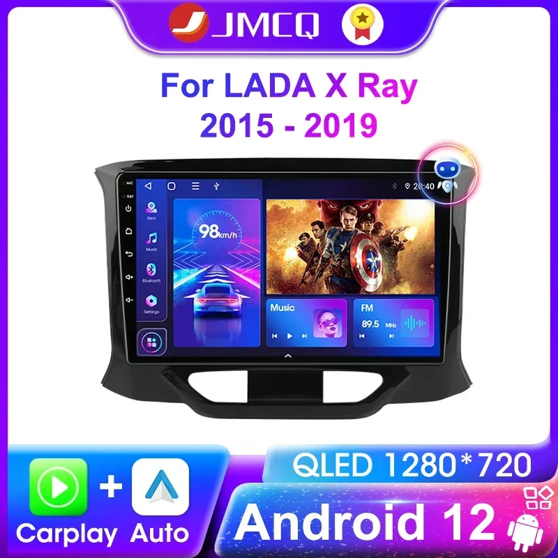 JMCQ 2 Din Carplay Android 12 Car Stereo Radio Multimedia Video Player For LADA X Ray Xray 2015 - 2019 Navigation GPS Head Unit