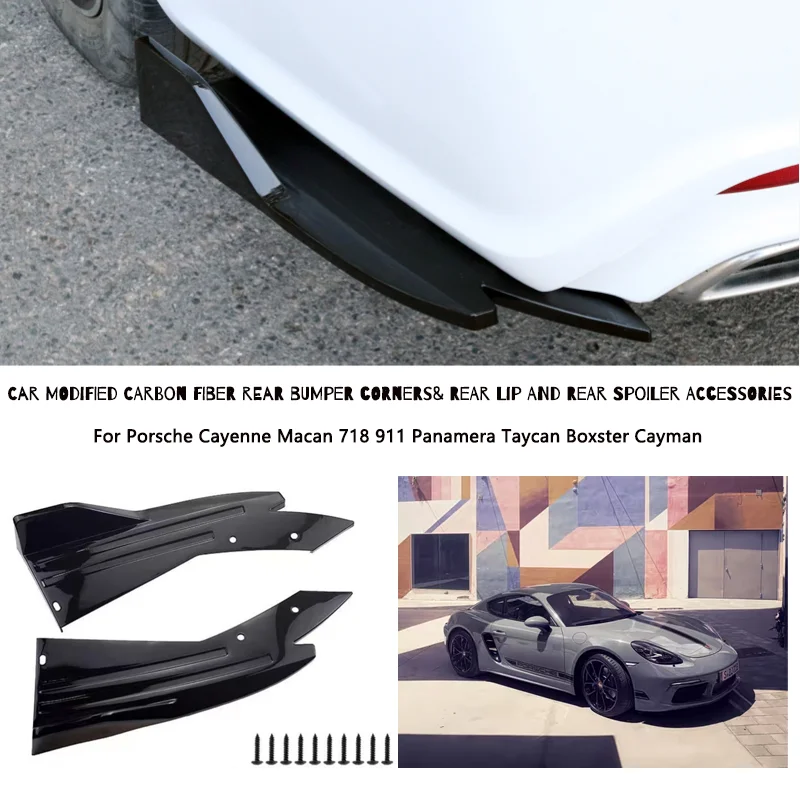 Rear Bumper Lip Diffuser Splitter Canard Protector Front For Porsche Cayenne Macan 718 911 Panamera Taycan Boxster Cayman