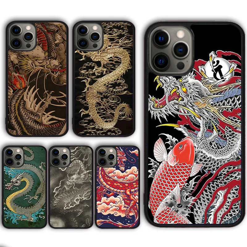 Ancient Japanese Dragon Phone Case Cover for iPhone 16 15 SE2020 13 14 11 12 Mini Pro Max 6 7 8 Plus  coque fundas Shell