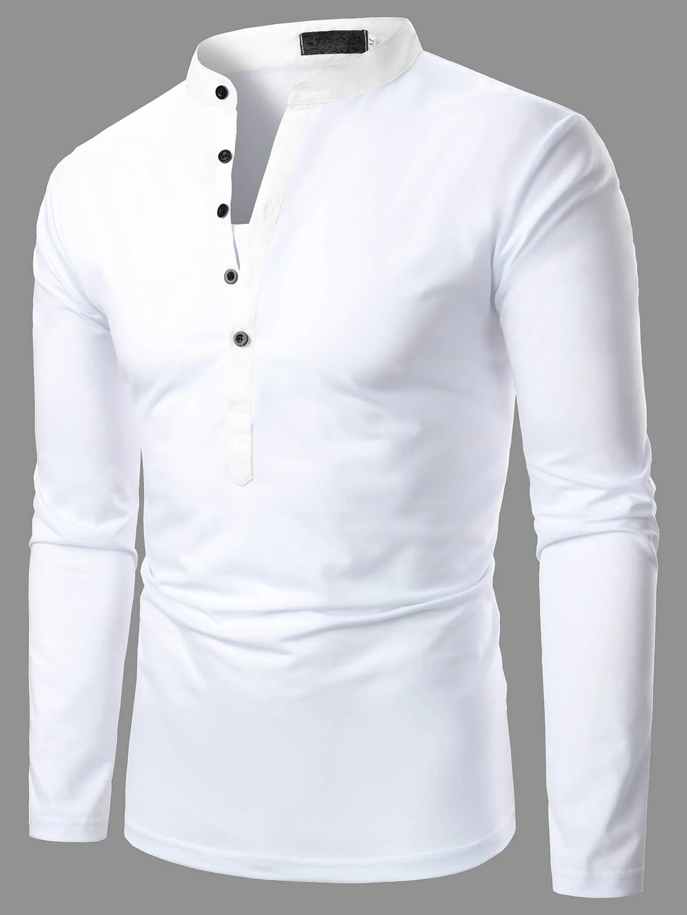 Men's Long Sleeve Solid Henley Shirt, Slim Fit, Casual Wear for Fall