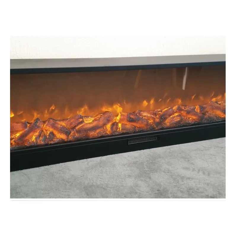 Chimenea eléctrica con Control remoto de 1500W, con pantalla LED, acero inoxidable calentado, empotrado de 1500mm para uso en interiores, enchufe US AU