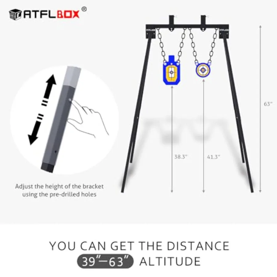 مجموعة الهدف الفولاذية AR500 لنظام حامل الرماية مع ارتفاع 63 بوصة قابل للتعديل 3 8 بوصة صورة ظلية سميكة وقونغ تارغ