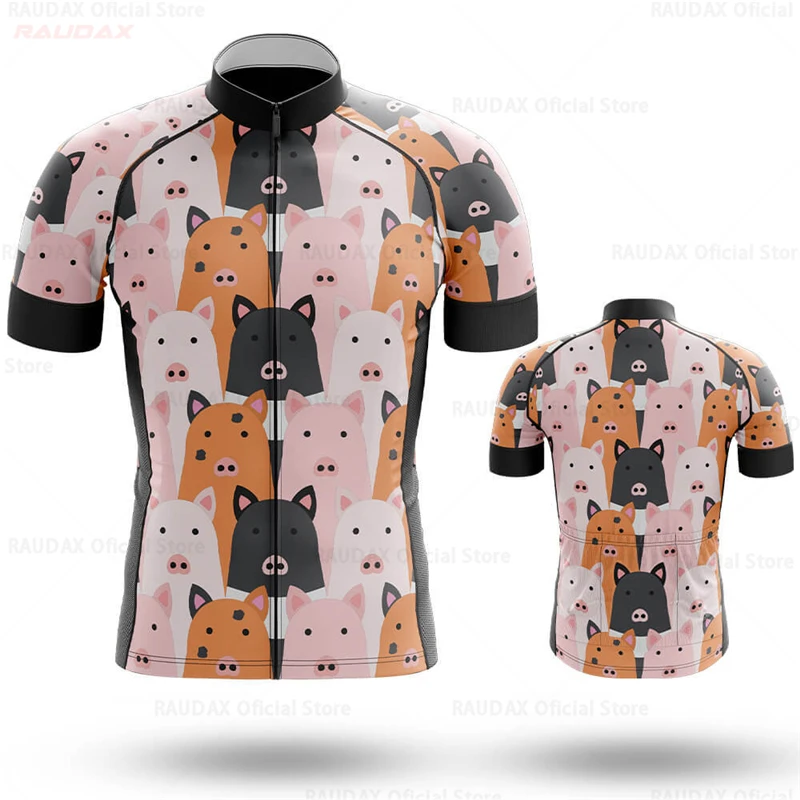 

Funny Pig 2023 New Cycling Jersey Set Mens Cartoon Anime Pink Clothing Road Bike Shirts Bicycle Bib Shorts MTB Wear Maillot Ropa