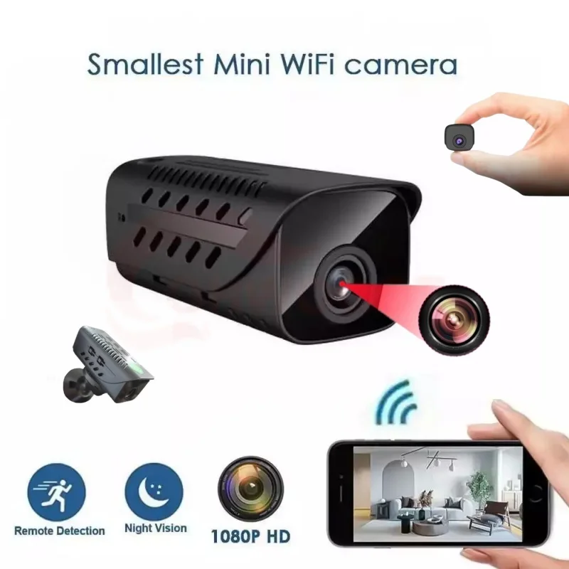 กล้องขนาดเล็ก1080P ไนท์วิชั่นอินฟราเรด HD มินิ WiFi CAM สมาร์ทโฮมการตรวจสอบระยะไกลเว็บแคม IP ขนาดเล็กแบบพกพากล้องวิดีโอขนาดเล็ก