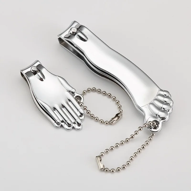 2Pcs/set Multifunctional Palm/Foot Shaped Keychain Metal Car Key Ring Car Bag Keychains Ornament Can Be Used As Nail Clippers