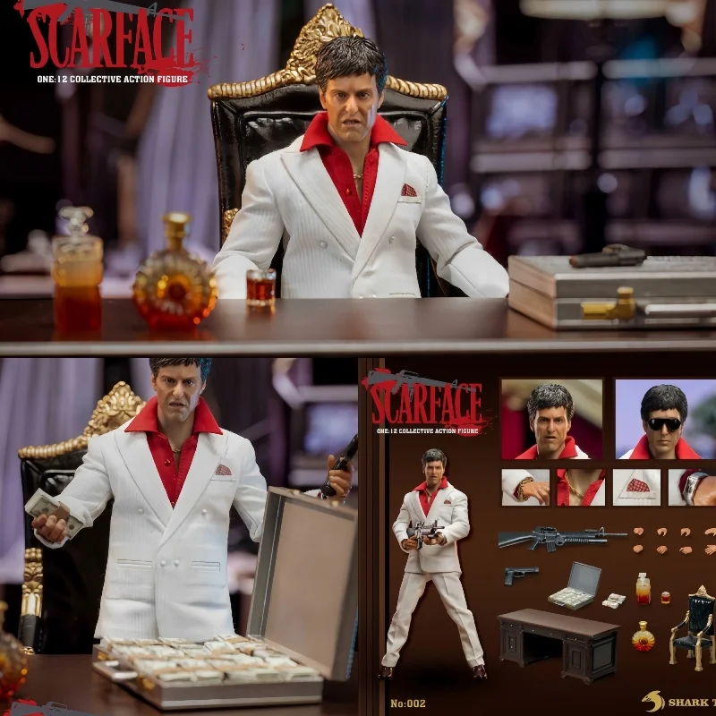 Shark Toys 002 1/12 Scale Collectible Figure Scarface Tony Montana Al Pacino Full Set  6