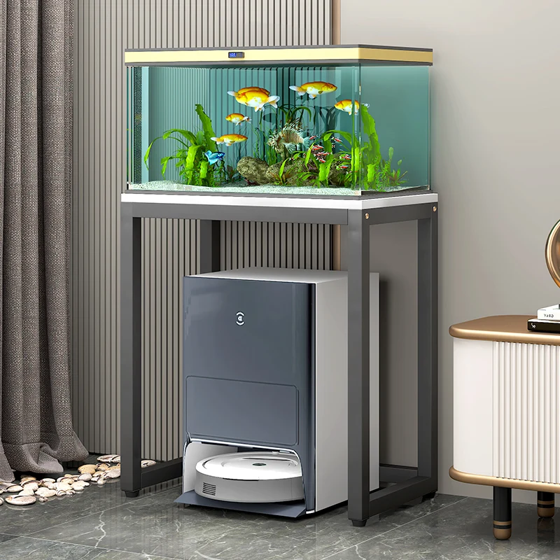 Fish tank rack, living room bracket base, sweeping robot storage cabinet, a few small tables by the sofa, steel and wood shelves