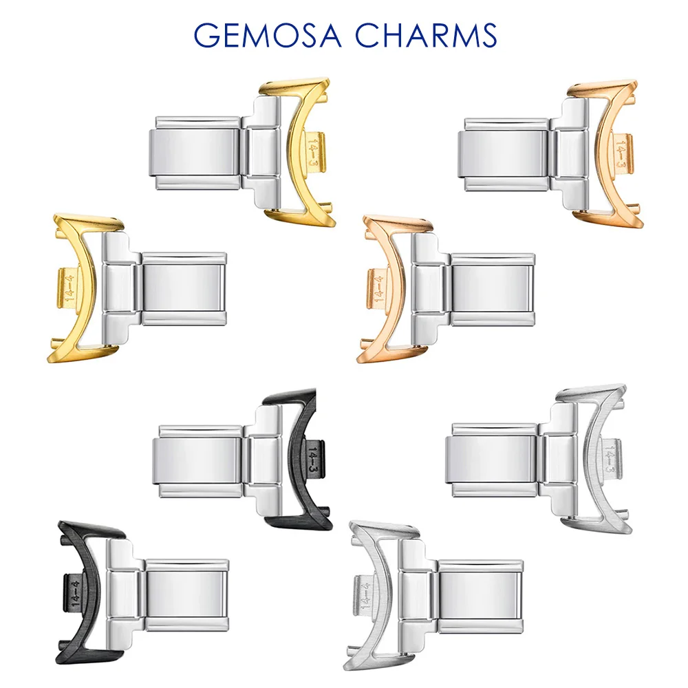 GEMOSA Adapter for Smart Watch 14mm Strap Connector Italian Charm Link Fit 9mm Stainless Steel Bracelet DIY Jewelry Accessories