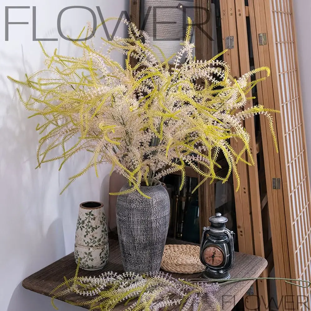Rama de salvia Artificial realista, resistente a los rayos UV, simulación de tacto Real, hierba de cerdas verdes, planta falsa de plástico, decoración de oficina
