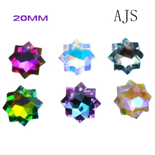 18/36pcs 20MM Faceted Octagonal Flower Shape Crystal Pendants AB Moonlight Prisms Jewelry Ornament Necklace Hanging Free Shippin