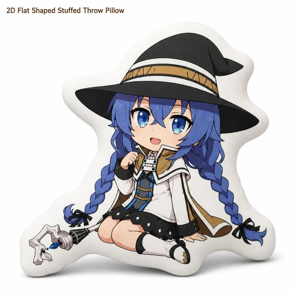 Japanese Anime Blue Hair Mage Girl Sitting Plush Pillow Cushion Irregular Stuffed Throw Pillow Home Decor Gift Sofa Bed Home