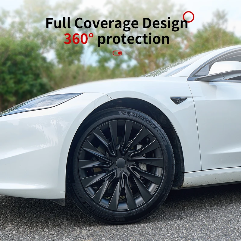 تصميم لسيارة تسلا موديل 3 هايلاند (2023-2025) غطاء محور توربيني عجلة بديلة 18 بوصة غطاء محور للسيارات غطاء عجلة كامل الحافة #3