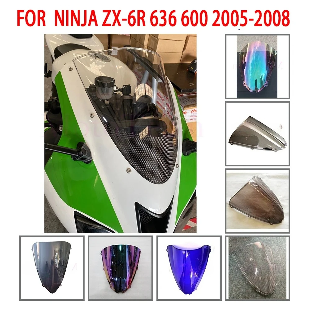 Motorcycle Windscreen For Kawasaki Ninja ZX-6R zx6r ZX 6R 636 600 2005 2006 2007 2008 Wind Screen Deflectors Windshield Screws