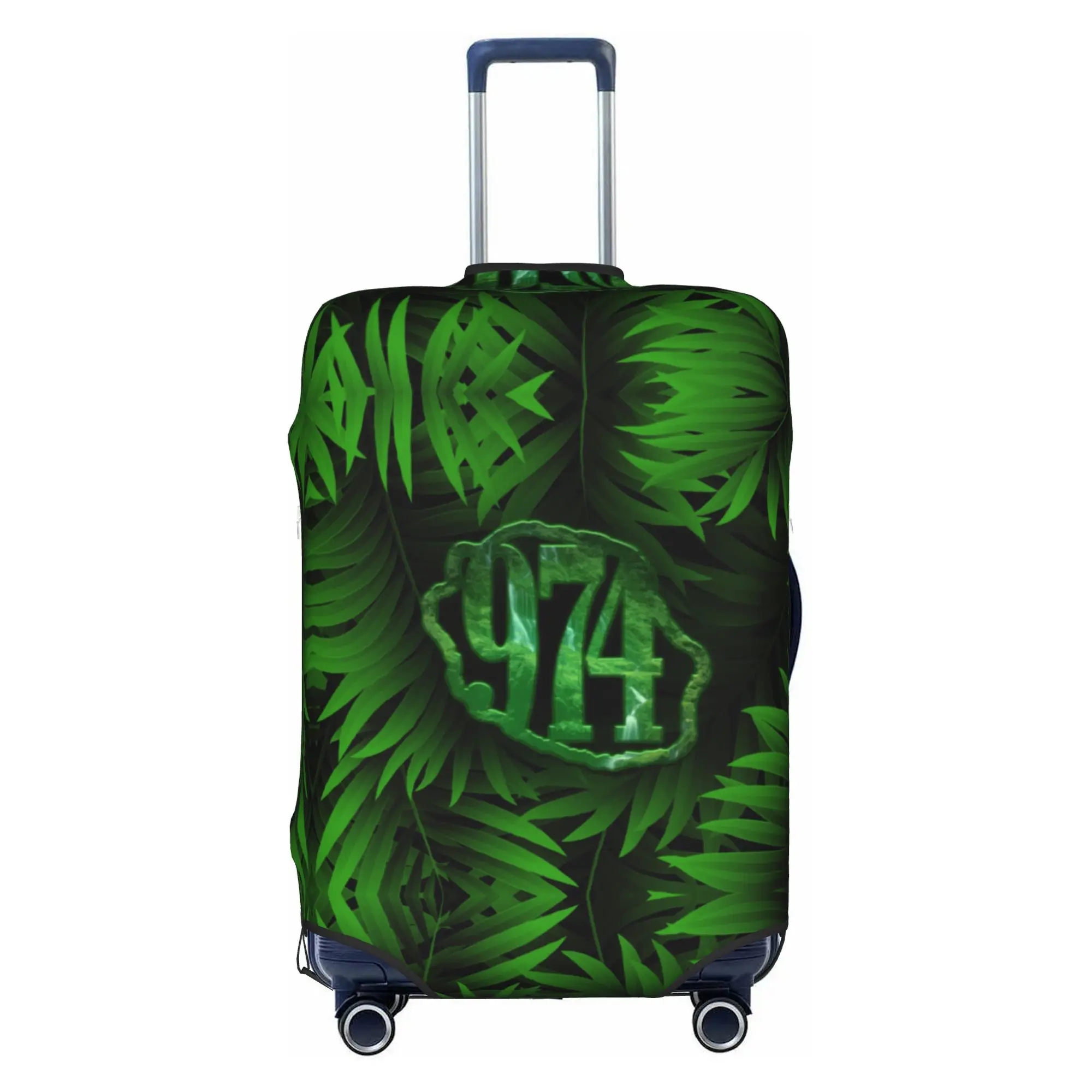 974 Green Tropikal Leaves Luggage Cover Protector Cute Reunion Island Travel Suitcase Protective Cover for 18-32 Inch