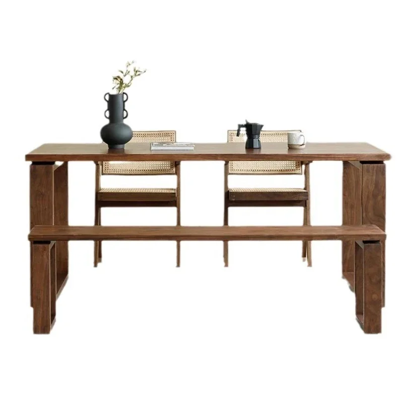 

North American black walnut dining table modern simple all-solid wood rectangular large board workbench desk large tea table