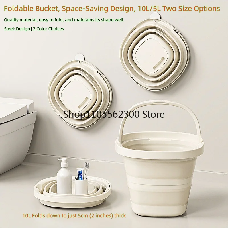 10L Collapsible Water Bucket with Handle Portable Foldable Pail for Fishing, Camping Travel, Easy Storage for Outdoor Daily Use