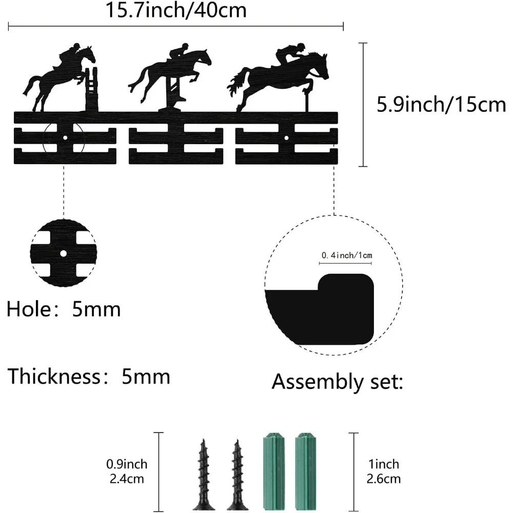 Horsemanship Medal Holder Equestrian Hurdles Medal Sport Medals Hanger Medal Rack Display Wall Rack Mounted Hooks Over 30 Medals