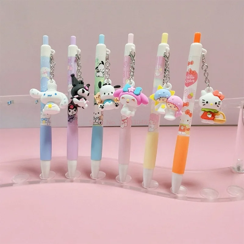 Imagem -05 - Sanrio Melody Olá Kitty Cartoon Gel Pen Bonito Rolo Caneta Esferográfica Corrente Chave Criativa Caneta Assinatura Papelaria Girl Gift