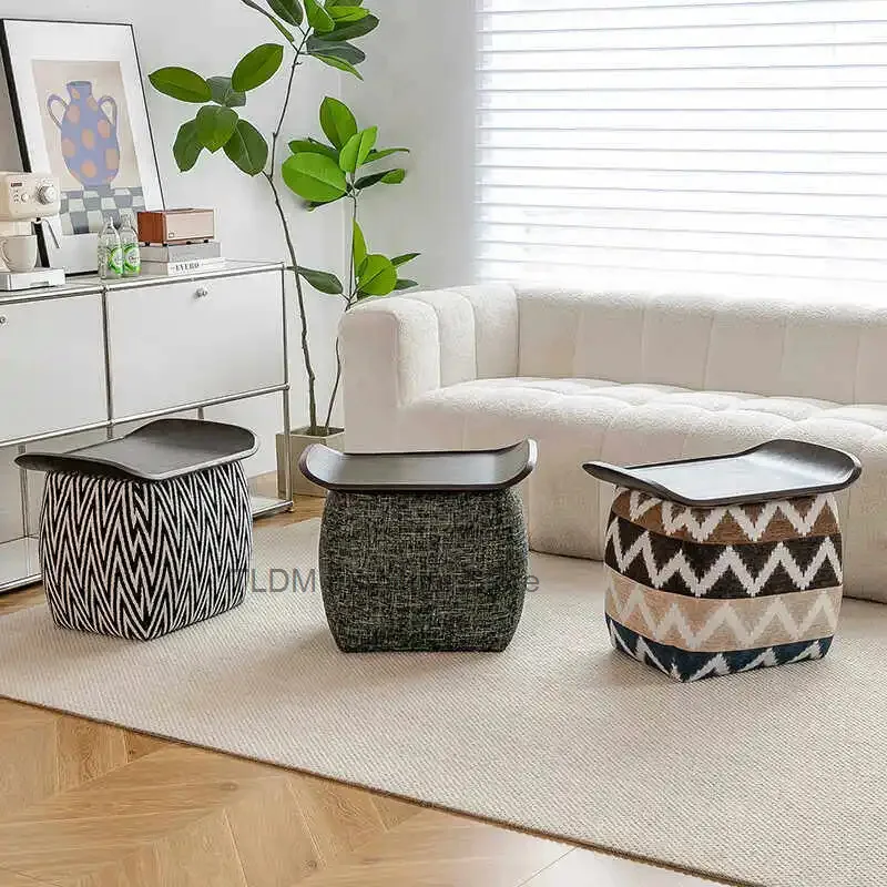 Creative Zigzag Pattern Fabric Cube Ottoman，Detachable Multifunctional Side Table Footrest Stool for Sofa Living Room Bedroom
