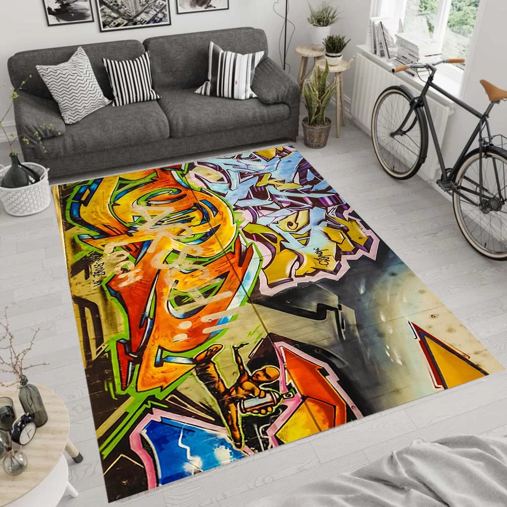 Graffiti Wall Art Rug For Living Room, Fan , Area Rugs, Popular Carpet, Personalized Gift, themed Rug, Home Decor,Rug