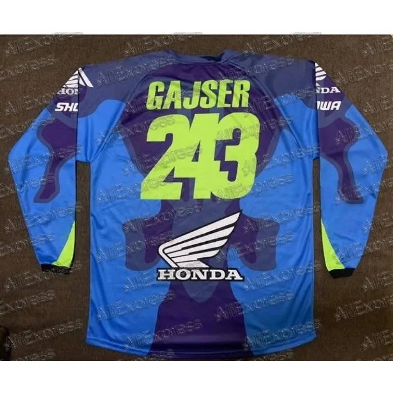 

HONDA #243 GAJSER Autumn Classic Retro Motocross Racing Shirt Men Breathable Quick Drying Fashionable Casual Sports Long Sleeve