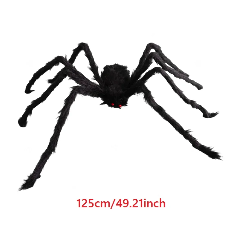 Riesige Schwarze Plüsch-Spinne Halloween-Dekoration 30-200cm Horror Spukhaus-Requisiten Innen- und Außendekoration für Gruselpartys