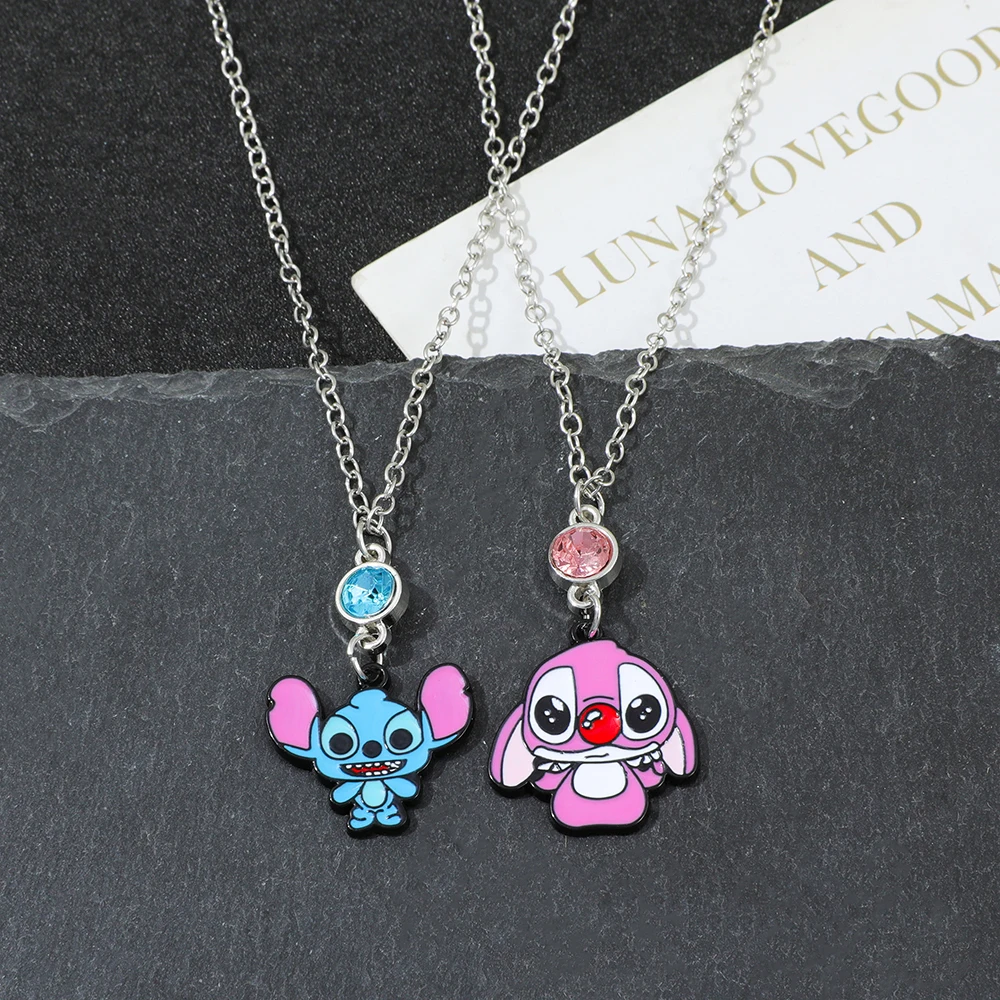 

Disney Lilo & Stitch Kawaii Stitch Anime Cartoon Metal Necklace Hip Hop Pendant for Kids Cute Gift Toy Idea