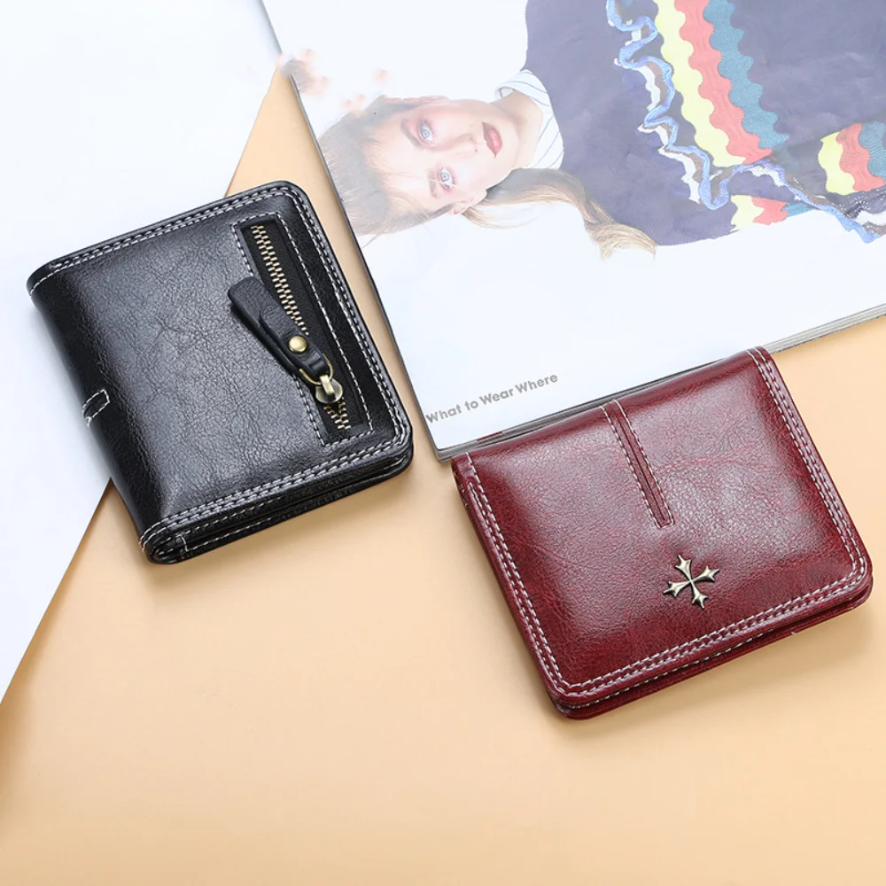 Soft Zipper Mini Women Wallets PU Leather Vertical Square Shape Small Wallets Card Holder Wallet