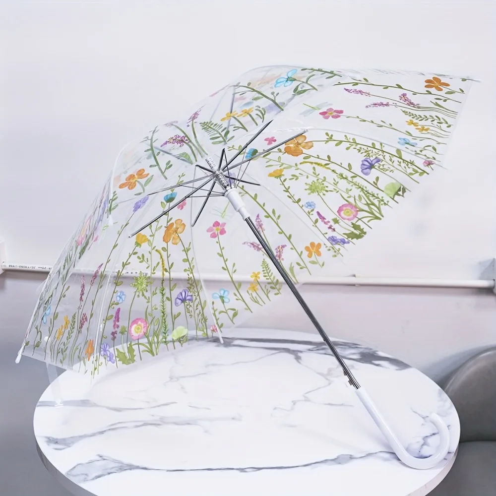 

Fashionable, Elegant, Durable Transparent Umbrella Cute, Fresh Flower and Grass Shaped Umbrella