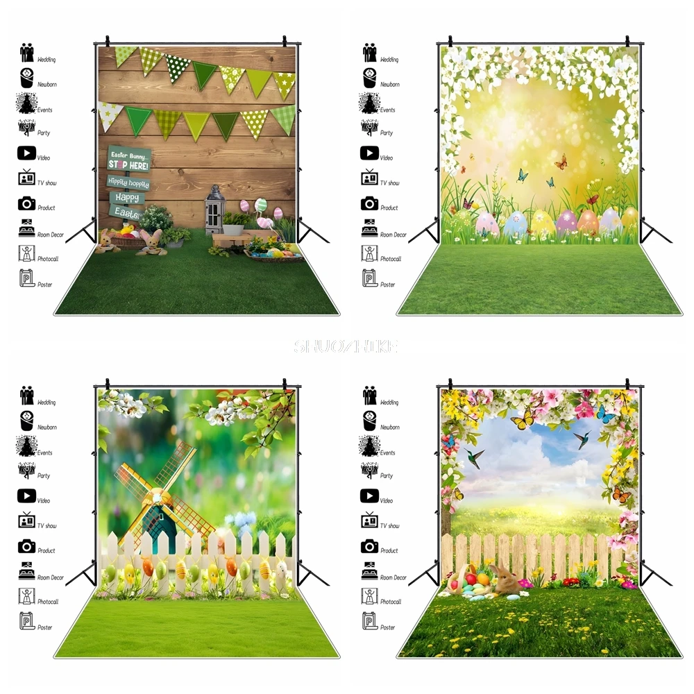 Easter Photography Backdrops Spring Scenery Dreamy Garden Meadow Fairy Forest Cake Smash Baby Portrait Photo Background Banner