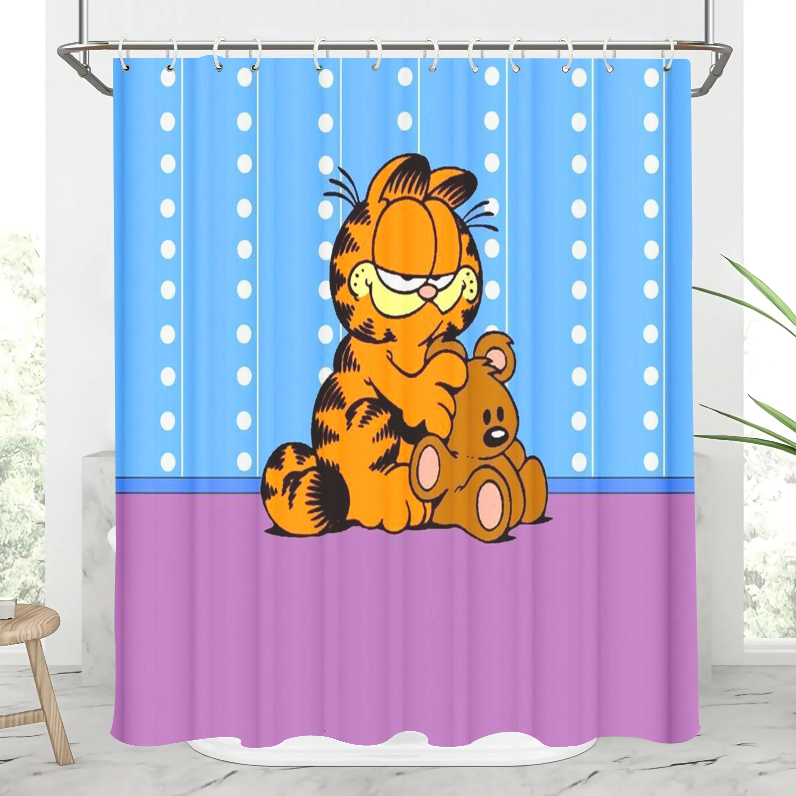 Set di tende da bagno per doccia Happy Life di Garfield Set completo di accessori per il bagno dei cartoni animati articoli per Anime di lusso per