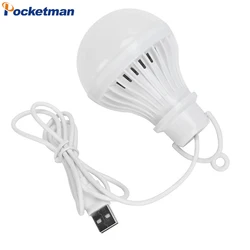 Ampoule LED avec prise USB, banque d'alimentation mobile, lampe de livre portable, veilleuse, lumière de secours étanche, lumière de décrochage de marché nocturne, 5V