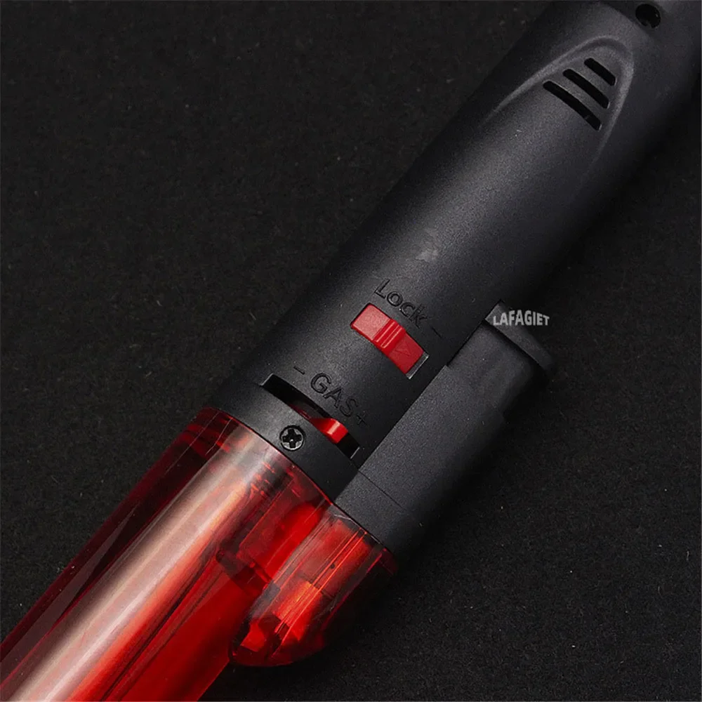 Jet Flame Lighter Transparent Body Pen Inflatable Butane Gas Weld Lighter Adjustable Firepower Size Outdoor Portable Igniter