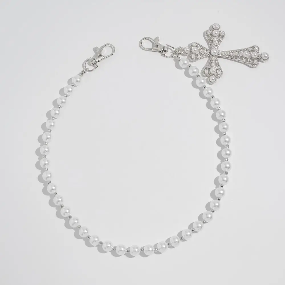 패션 고딕 진주 허리 체인 비즈 크로스 술 청바지 체인 하라주쿠 가방 체인 펑크 벨트 체인 여성