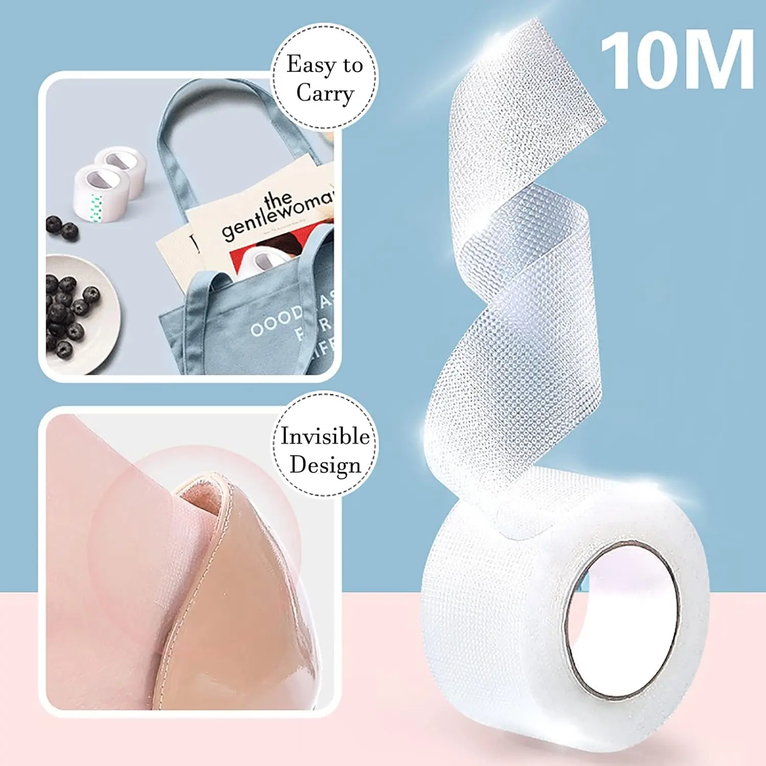 ملصق لاصق للعناية بالقدم 2 لفات، لفة شريط حماية للقدم مضادة للتآكل، شريط غير مرئي مقاوم للماء بكعب عالٍ، وسادة نفطة للكعب