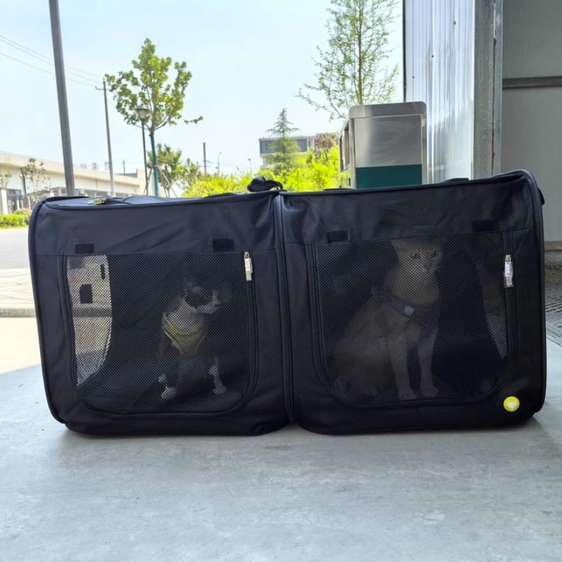 

Клетка для кошек с двумя отделениями, защита от волос и грязи, автомобильная корзина для домашних животных, легко складывается, переноска для питомника, щенка, портативный домашний дорожный ящик для собак