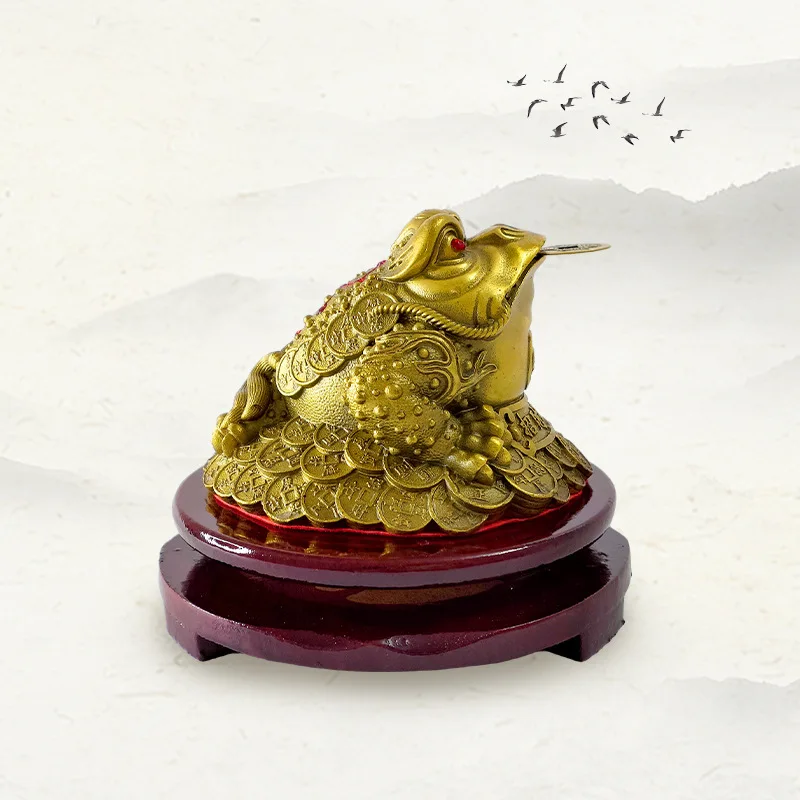 Pure brass Five Emperors - figurine, bronze wealth-attracting golden toad, corporate office gift ornament