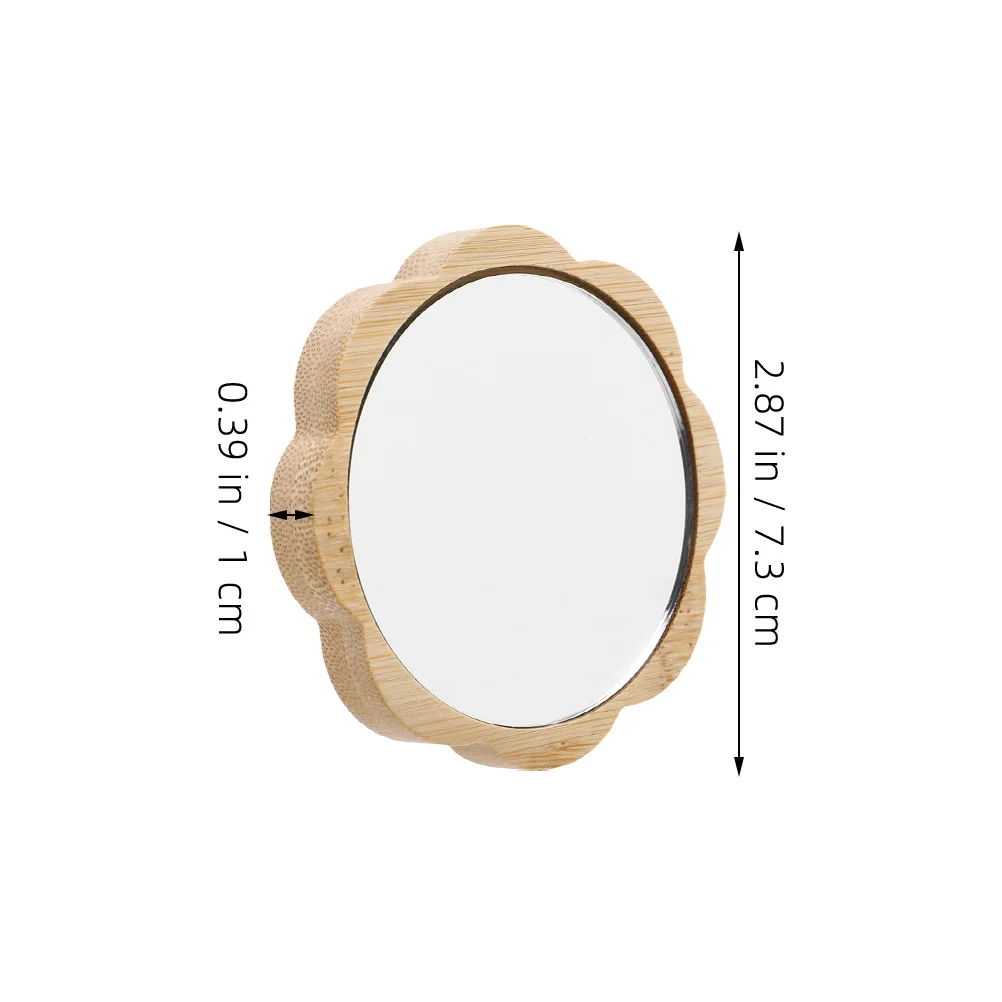 2Pcs Compact Wooden Makeup Mirror Portable Small Travel Purse Handheld Mirror Cute for Women Purse Compact Mirrors